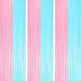 Voircoloria 3 Pack 3.3 x 8.2 ft Pastel Blue and Pink Foil Fringe