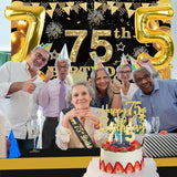 75th Birthday Decorations Men Women with 75th Birthday Banner Black
