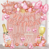 Ouddy Life Rose Gold Birthday Decorations for Women Girls Happy