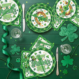 St Patricks Day Plates and Napkins Decorations 96PCS Lucky Green