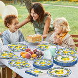 100Pcs Capri Lemon Paper Plates and Napkins Lemon Birthday Party