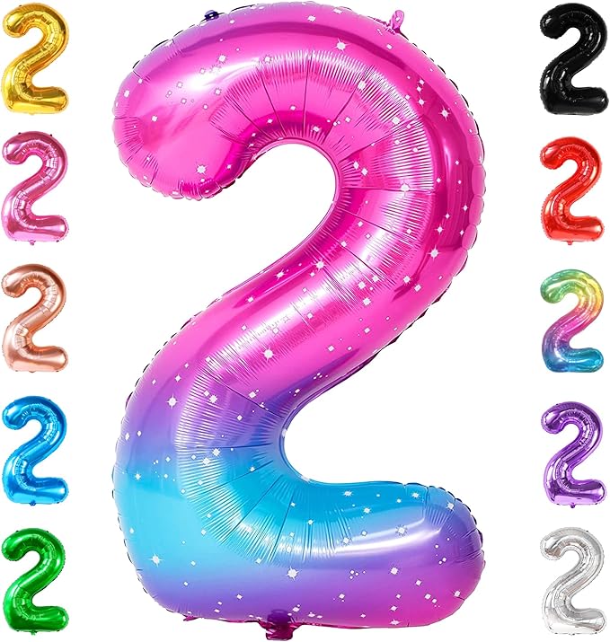 KatchOn, Giant Rainbow 2 Balloon Number - 40 Inch | Number 2 Balloons