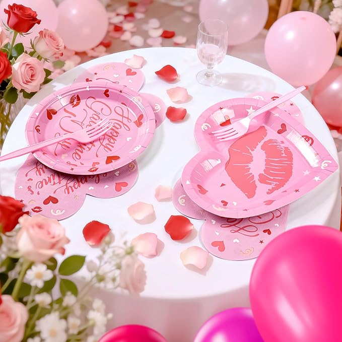 109PCS Happy Galentine's Day Party Supplies Pink Love Heart