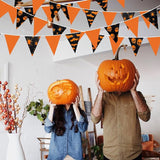 32Ft Orange Black Halloween Party Decorations Spider Skull Bats