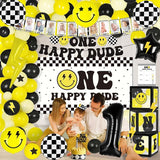 One Happy Dude 1st Birthday Decorations for Boy Smile Face Balloons