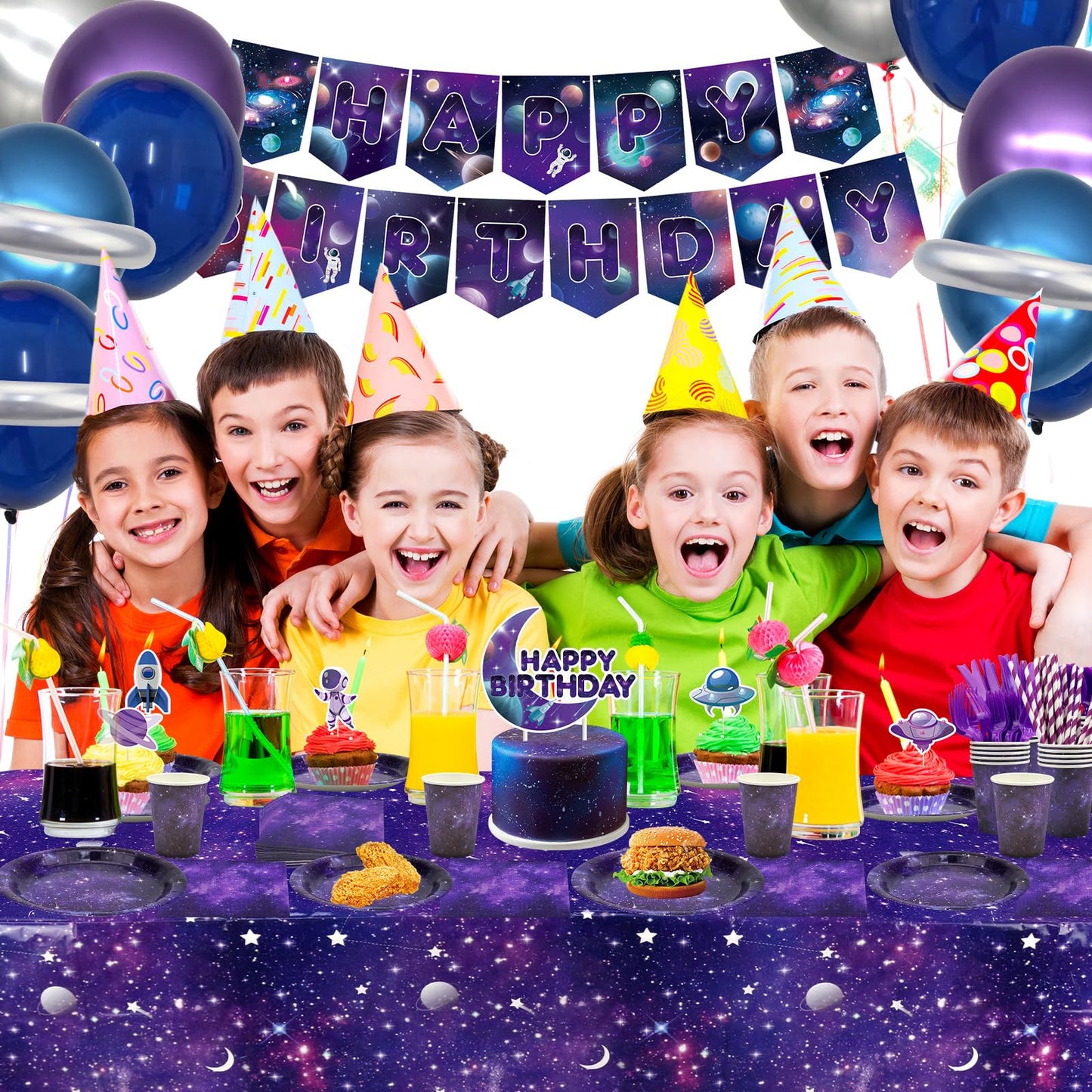 Galaxy Theme Party Decorations, Space Galaxy Happy Birthday Banner