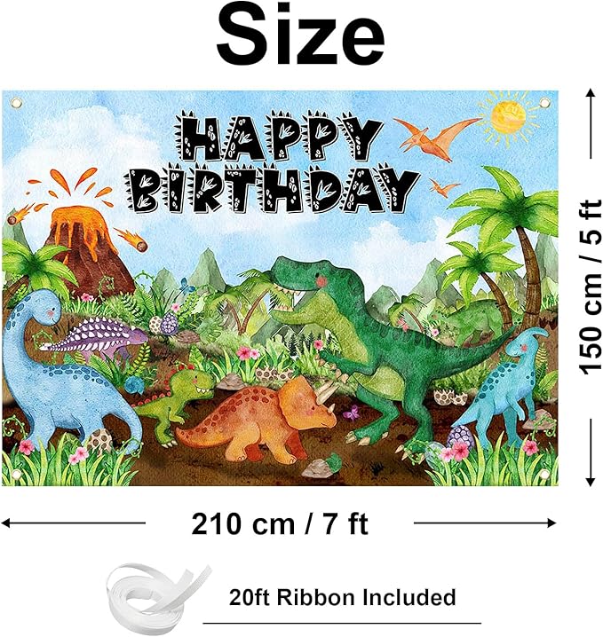 Avezano Dinosaur Birthday Banner for Kids Watercolor Dinosaur Happy
