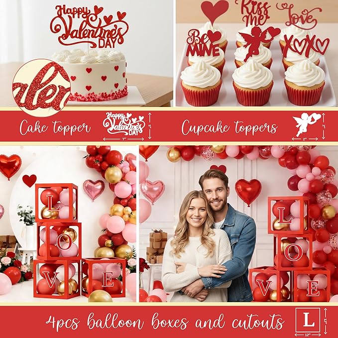 Valentine's Day Party Decorations Romantic Red Heart Valentine