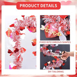 33Feet Valentines Day Tinsel Garland Red Pink Love Heart Garland