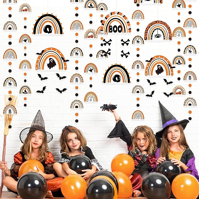 Halloween Party Decoration Black Orange Spooky Rainbow Hanging