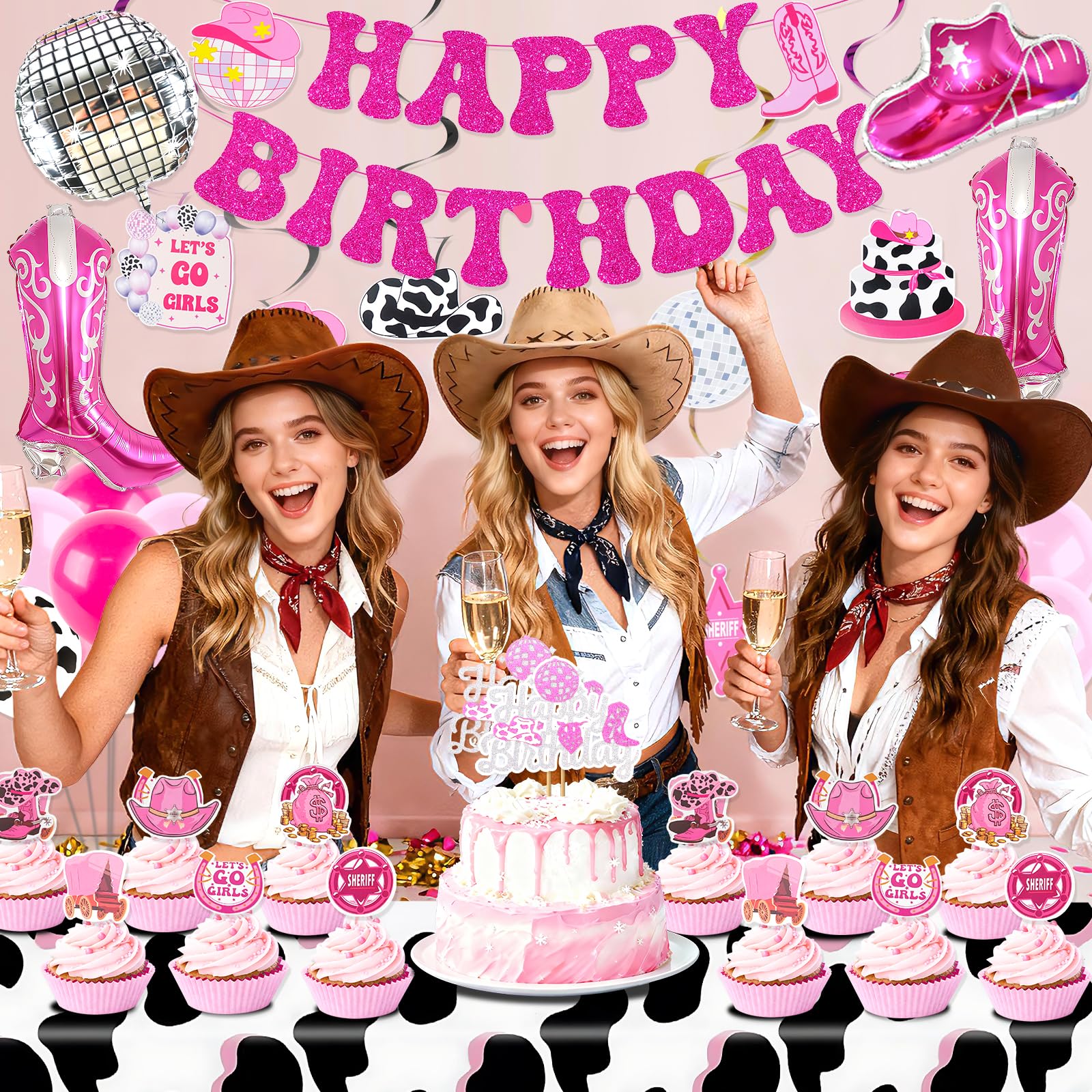 Cowgirl Birthday Party Decorations, Disco Cowgirl Party Supplies with