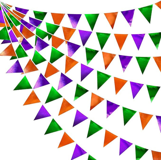 Halloween Party Decorations Metallic Fabric Green Orange Purple