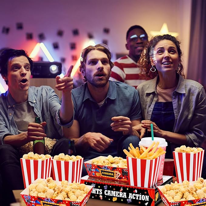 108 Pcs/ 36 Sets Movie Night Snack Trays Popcorn Boxes Cardboard