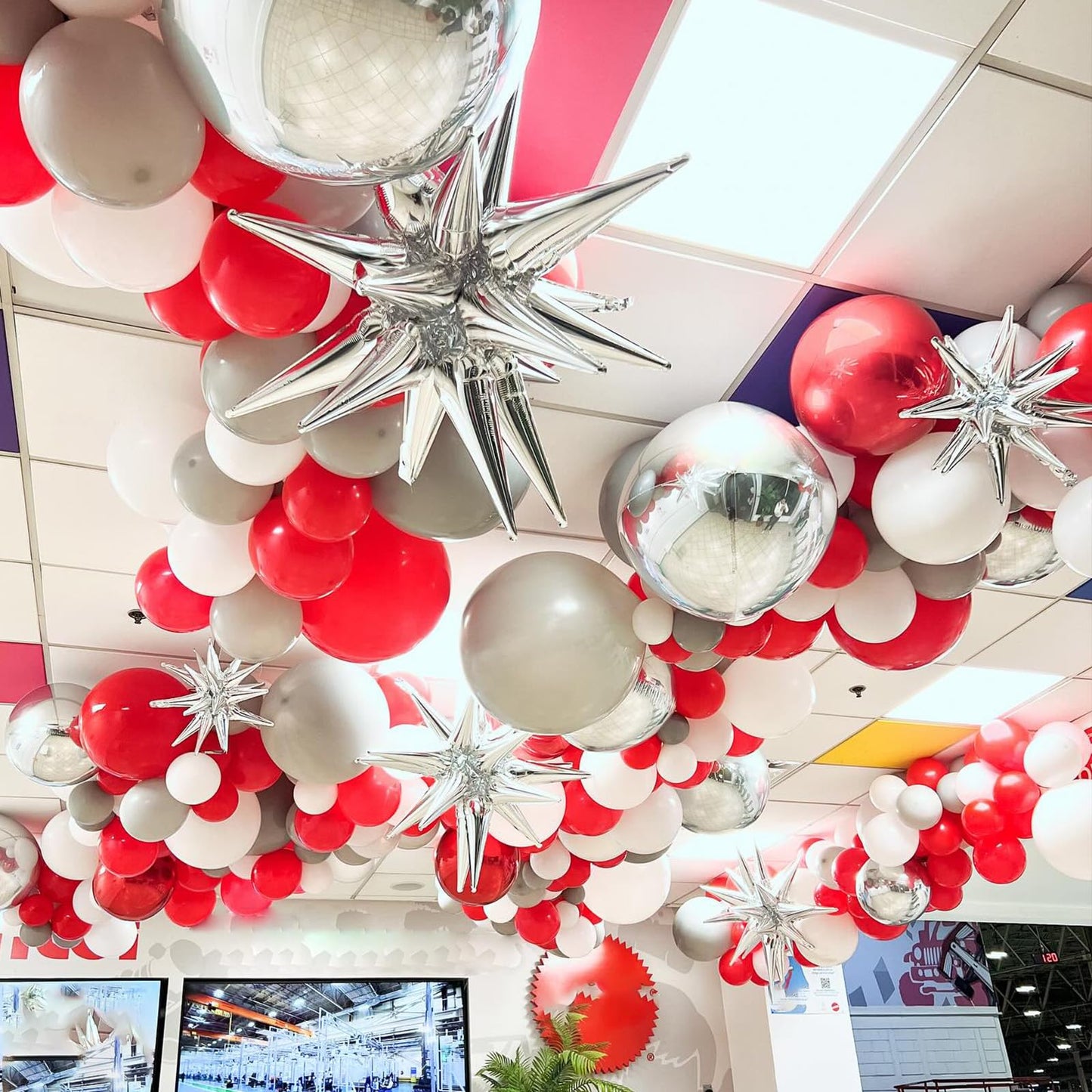 6Pcs Silver Foil Balloons,22Inch Metallic Silver 4D Round Ball Balloon