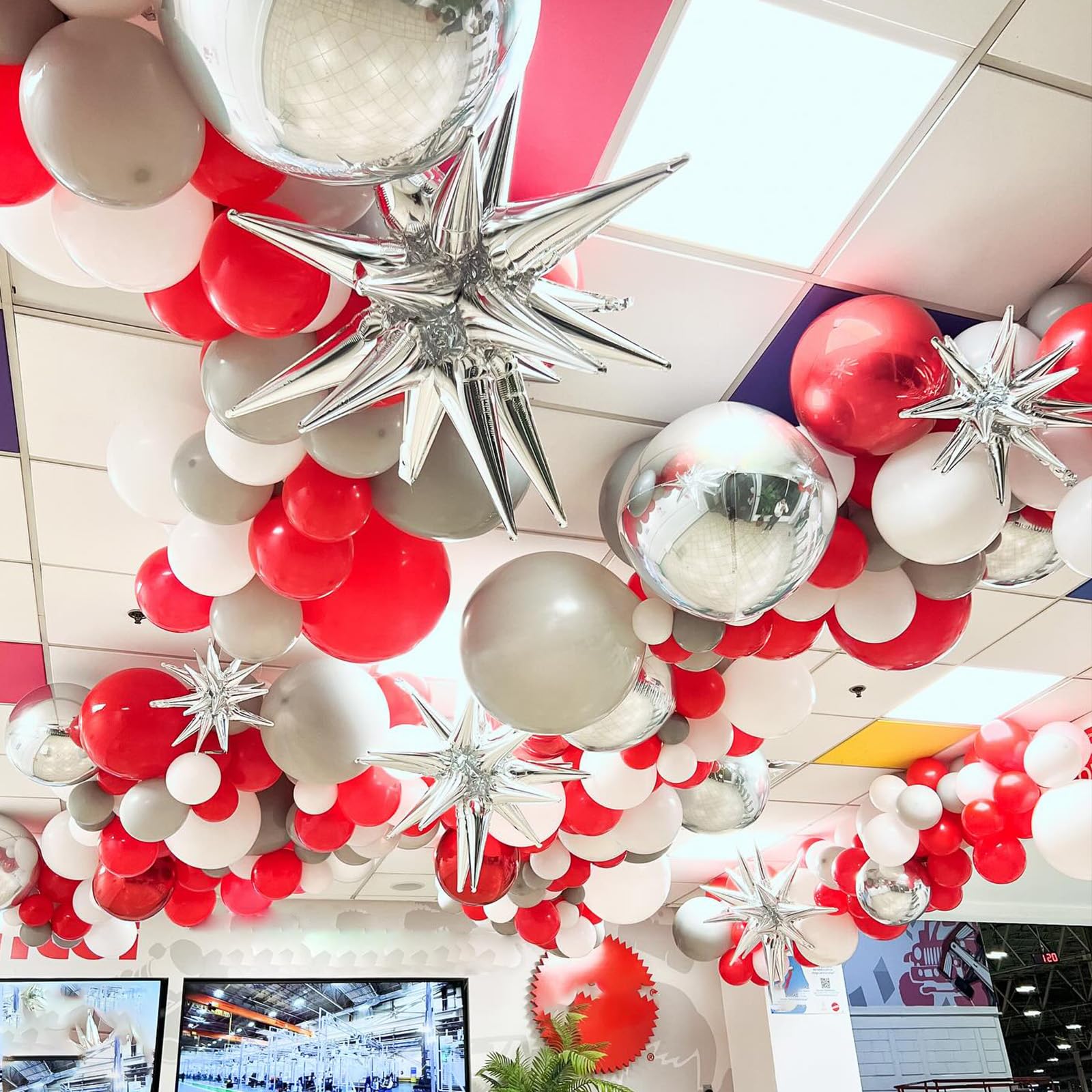 6Pcs Silver Foil Balloons,22Inch Metallic Silver 4D Round Ball Balloon