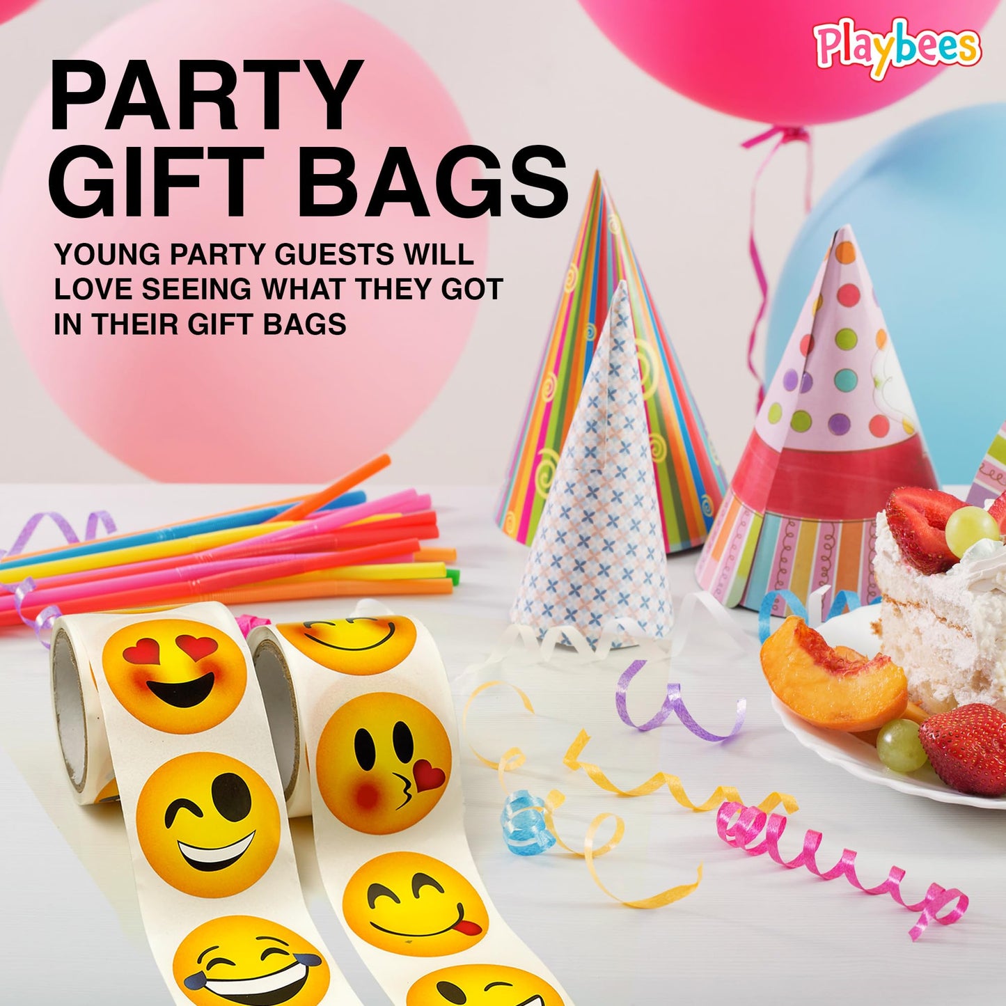 Playbees Emoticon Stickers - 2 Rolls - Kids' Party Favors, Game