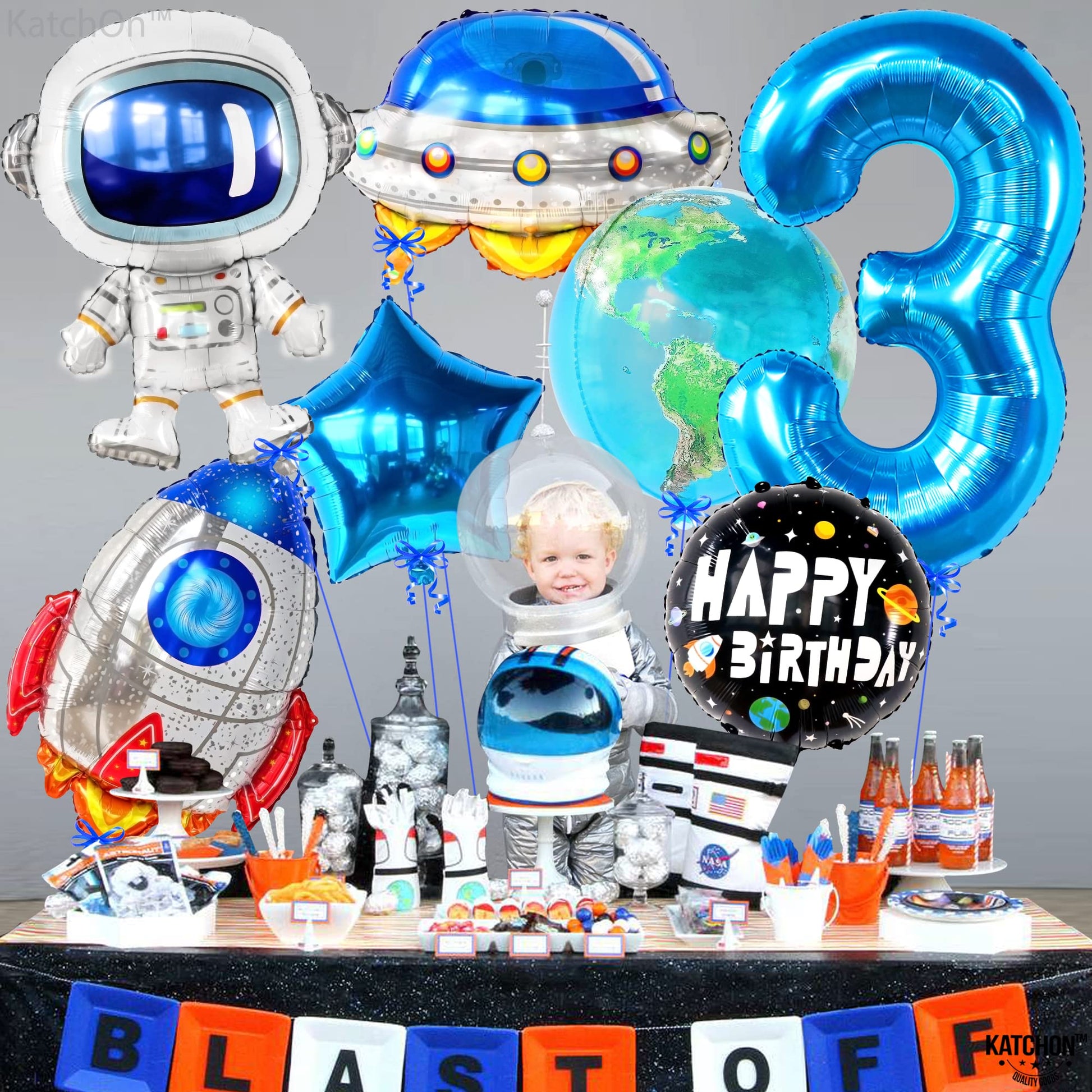 Big Outer Space 3 Year Old Birthday Balloons - Pack of 8 | 3