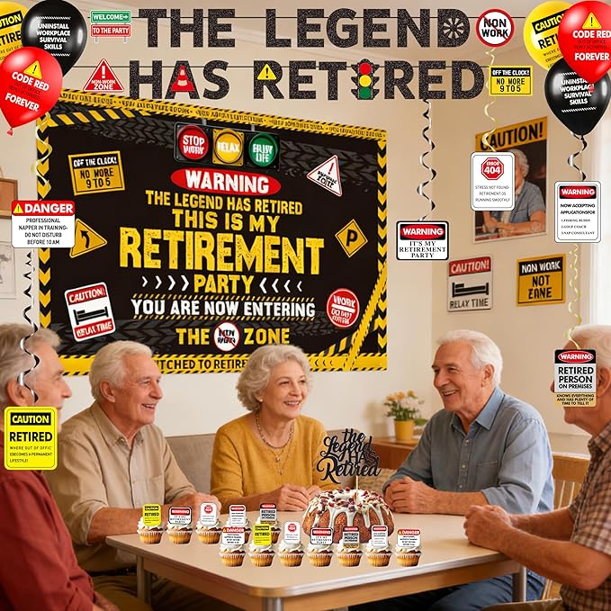 Retirement Party Decorations for Men Women Happy Retirement Banner