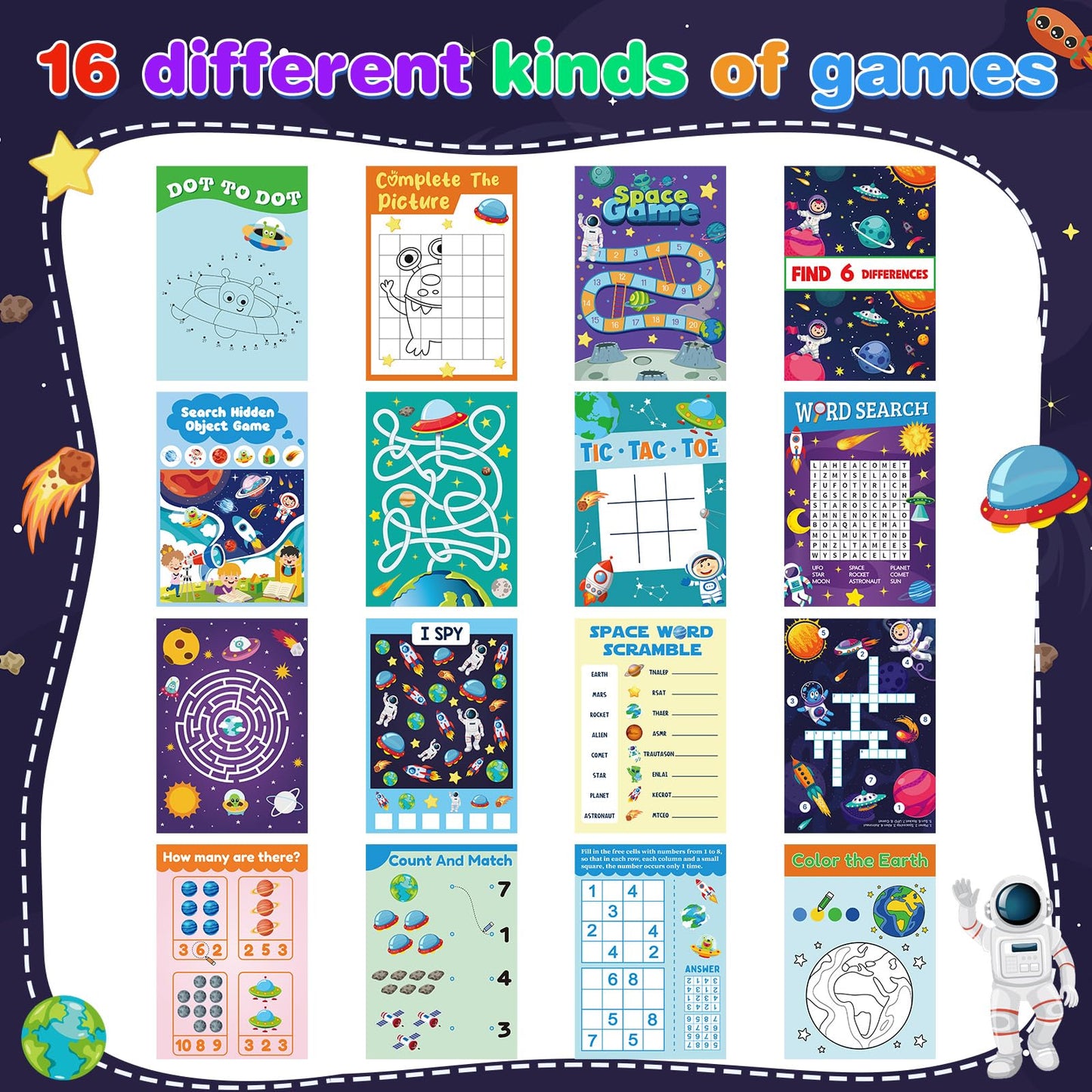 24 Pcs Outer Space Activity Book for Kids Astronaut Solar System