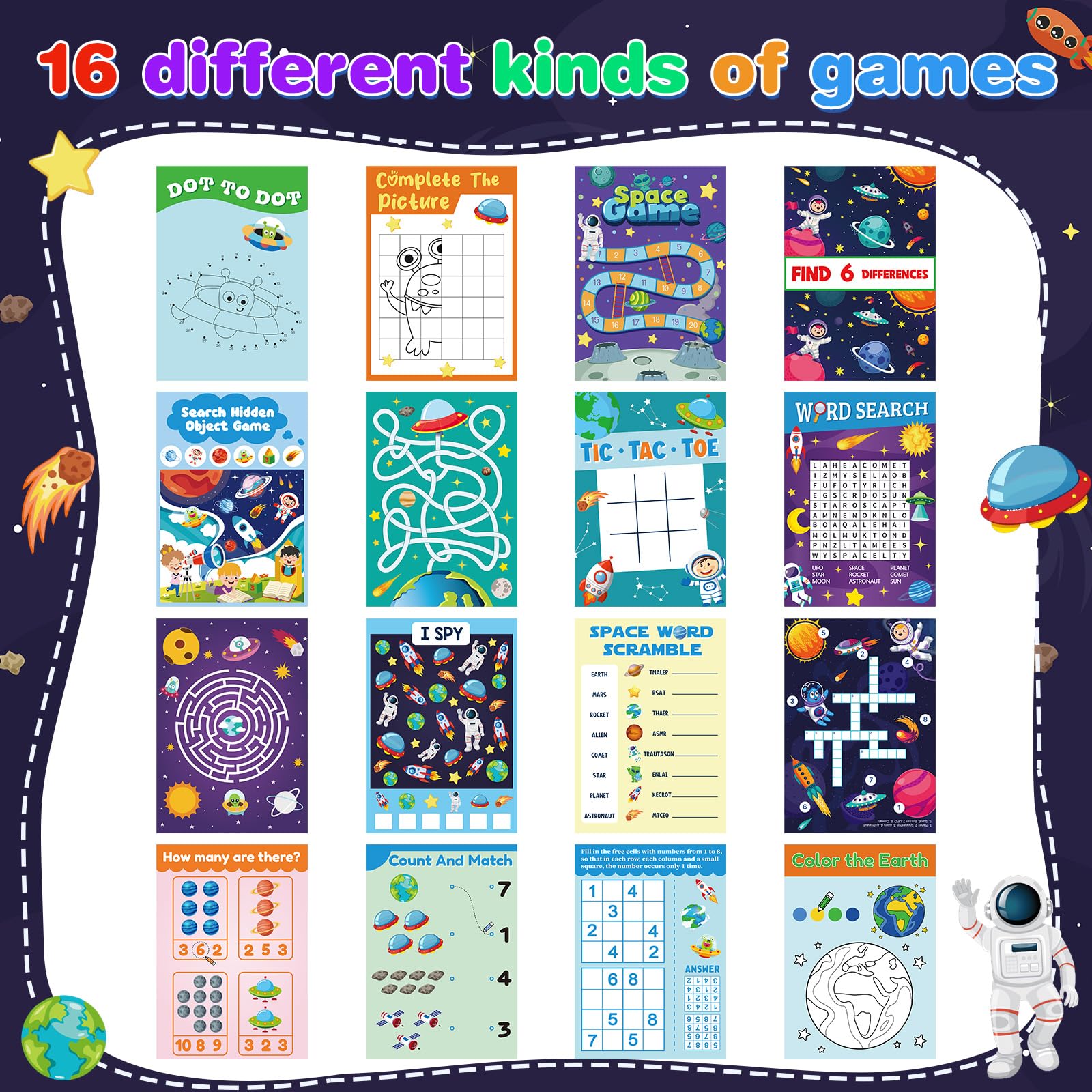 24 Pcs Outer Space Activity Book for Kids Astronaut Solar System