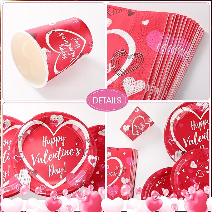 166 Pcs Happy Valentine's Day Party Supplies Valentine's Day