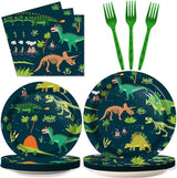 96PCS Dinosaur Tableware Set Fossil Dinosaur World Dinnerware