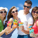 50 PCS Hawaiian Luau Cups 12 oz Plastic Tropical Cups Hawaii Party