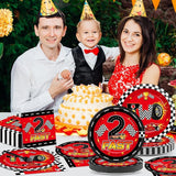 96 Pcs Race Car 2nd Birthday Party Supplies Hot Car Checkered