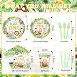 120PCS Wild One Party Supplies for Boys 1st Kids First Birthday