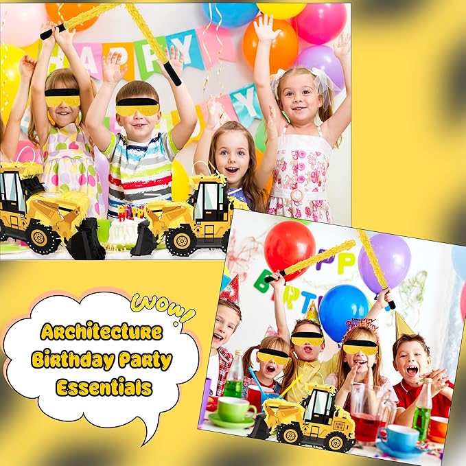 Construction Dump Truck Pinata with Pinata Bat Blindfold Confetti
