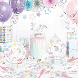 96 Piece Unicorn Party Supplies Set Magical Pastel Rainbow Tableware