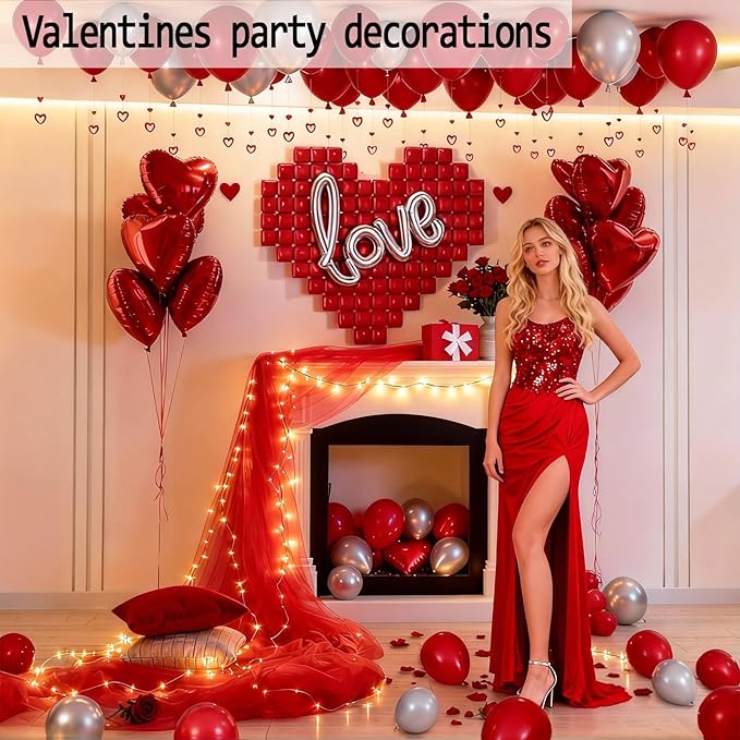 648PCS Valentines Party Decorations Kit with Rose Petals Red and