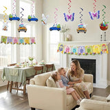 15 Piece Easter Decorations Kit with Foil Swirls Egg Garland &
