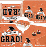 QZYL 2Pcs 2026 Graduation Table Cloths, 108" X 54" Orange Grad Party