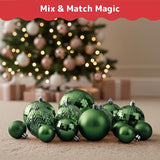 Prextex 36 Piece Christmas Ornaments Set - Emerald Green Christmas