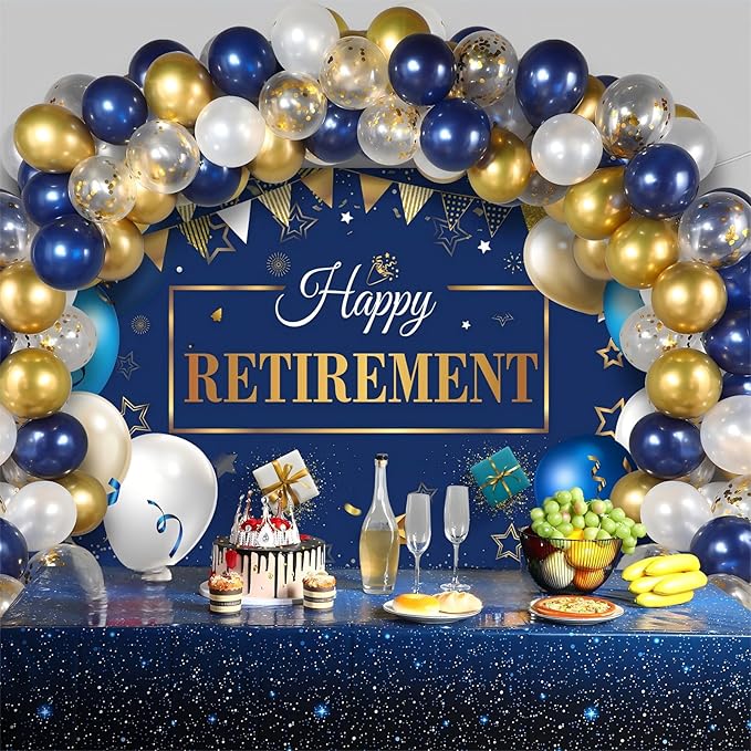Retirement Party Decorations Include Navy Blue Confetti Balloons Set