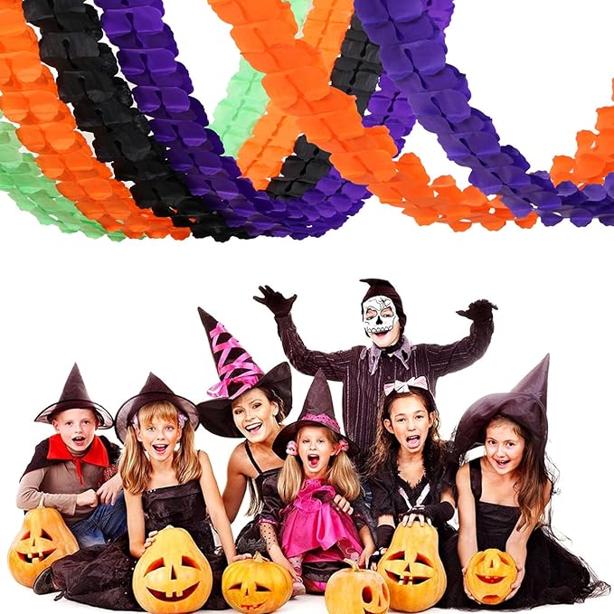 Black Purple Orange Green Halloween Party Decorations 157Ft Four