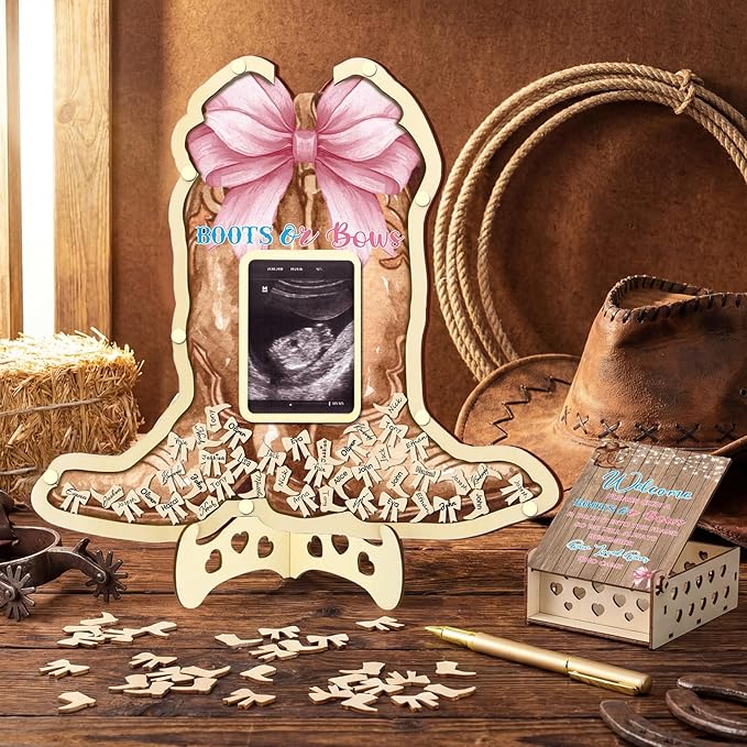 63 Boots or Bows Gender Reveal Baby Shower Guest Book Alternatives