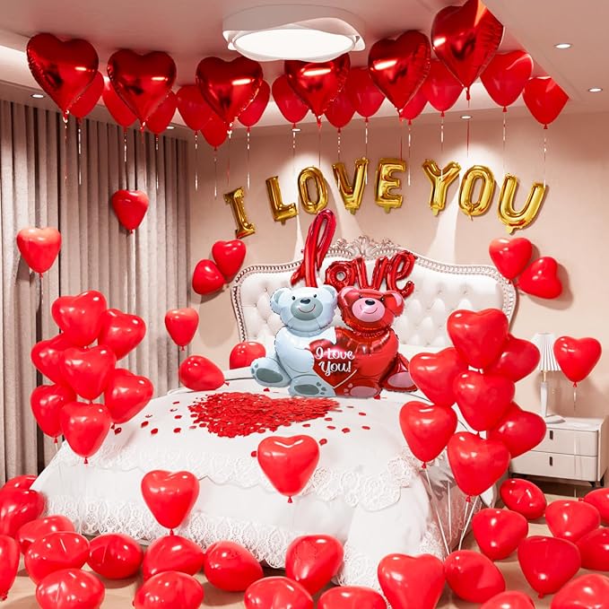 Valentine Day Balloons Decorations I Love You Balloon and Love Bear