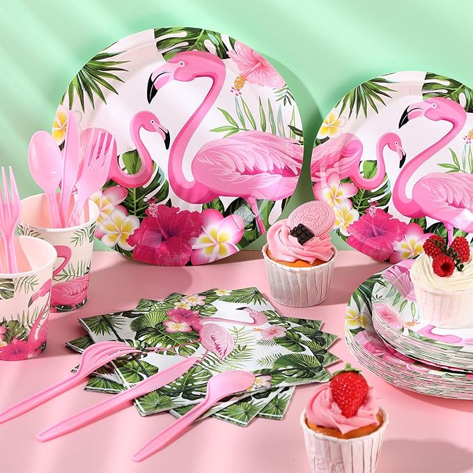 171 Pcs Flamingo Birthday Party Supplies Tropical Luau Hawaiian