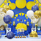 62pcs Gold Navy Blue Balloons Kit - 12 Inches Gold Blue Party