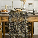 Artoid Mode Black Gold Gauze Table Runner 120 Inch 10FT, Glitter