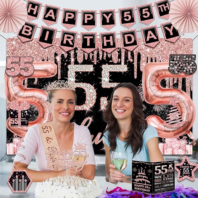 55th Birthday Decorations for Women 32PCS 55th Birthday Party