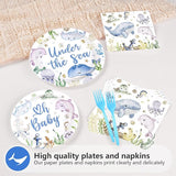 96Pcs Under The Sea Baby Shower Decorations Ocean Theme Party Plates
