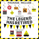 Retirement Decorations Men Women Caution Happy Retirement Banner