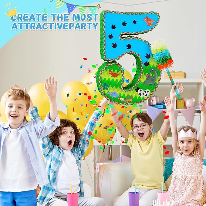Number 5 Pinata for Birthday Party Decorations Jungle Dinosaur
