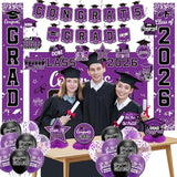 Graduation Decorations 2026 Purple Set, Congrats Grad Decor Set with