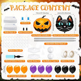 2 Set Halloween Balloon Column Stand Kit with Cat Head Scary Pumpkin