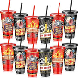 Uiifan 12 Pcs Movie Night Cups 24oz Reusable Tumbler with Lid and