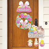 Easter Egg Bunny Home Front Door Hanger Decor 4pcs Pastel Rainbow
